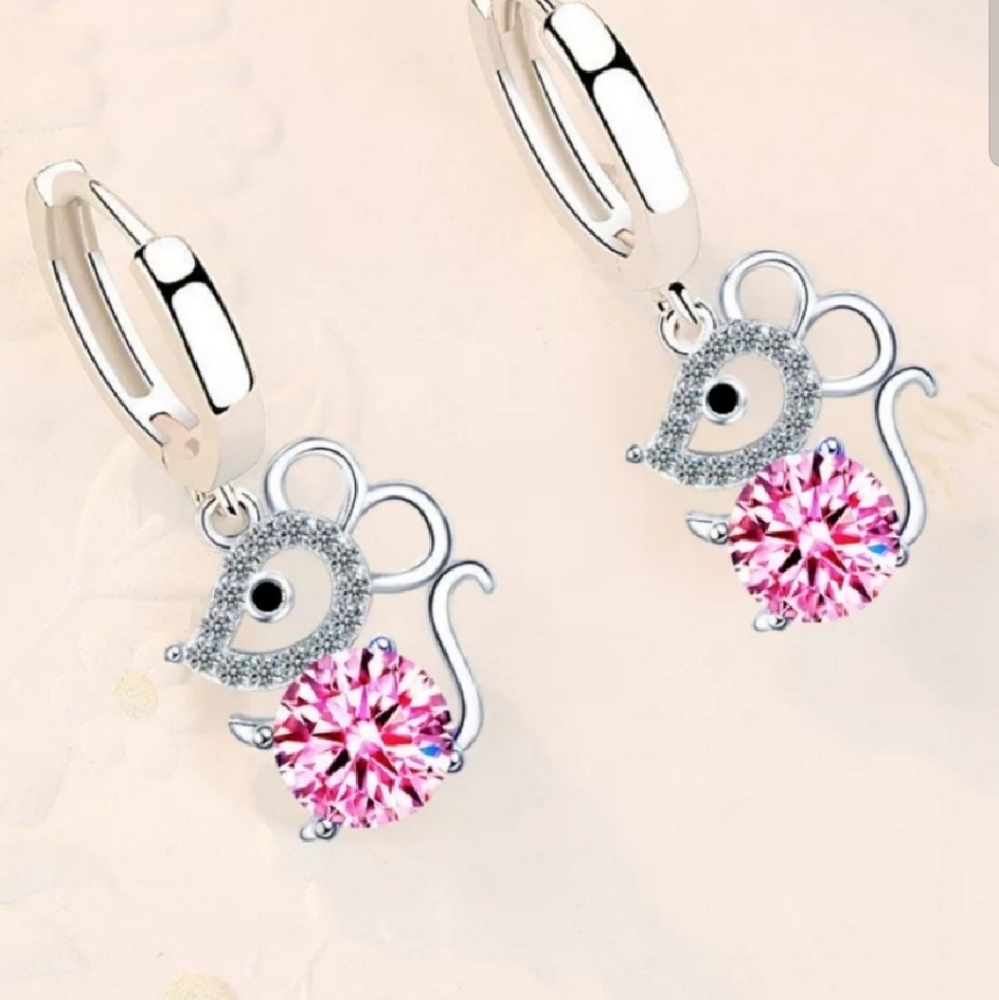 ❤️❤️❤️NEW 🐭 MOUSE SHAPED 925 STERLING SILVER EARRINGS